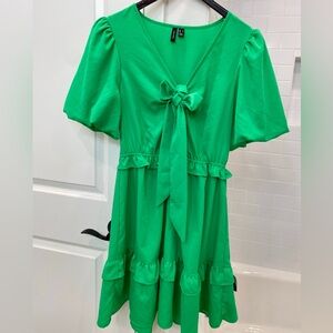 Vero Moda Vibrant Green Ruffled Dress Juniors.